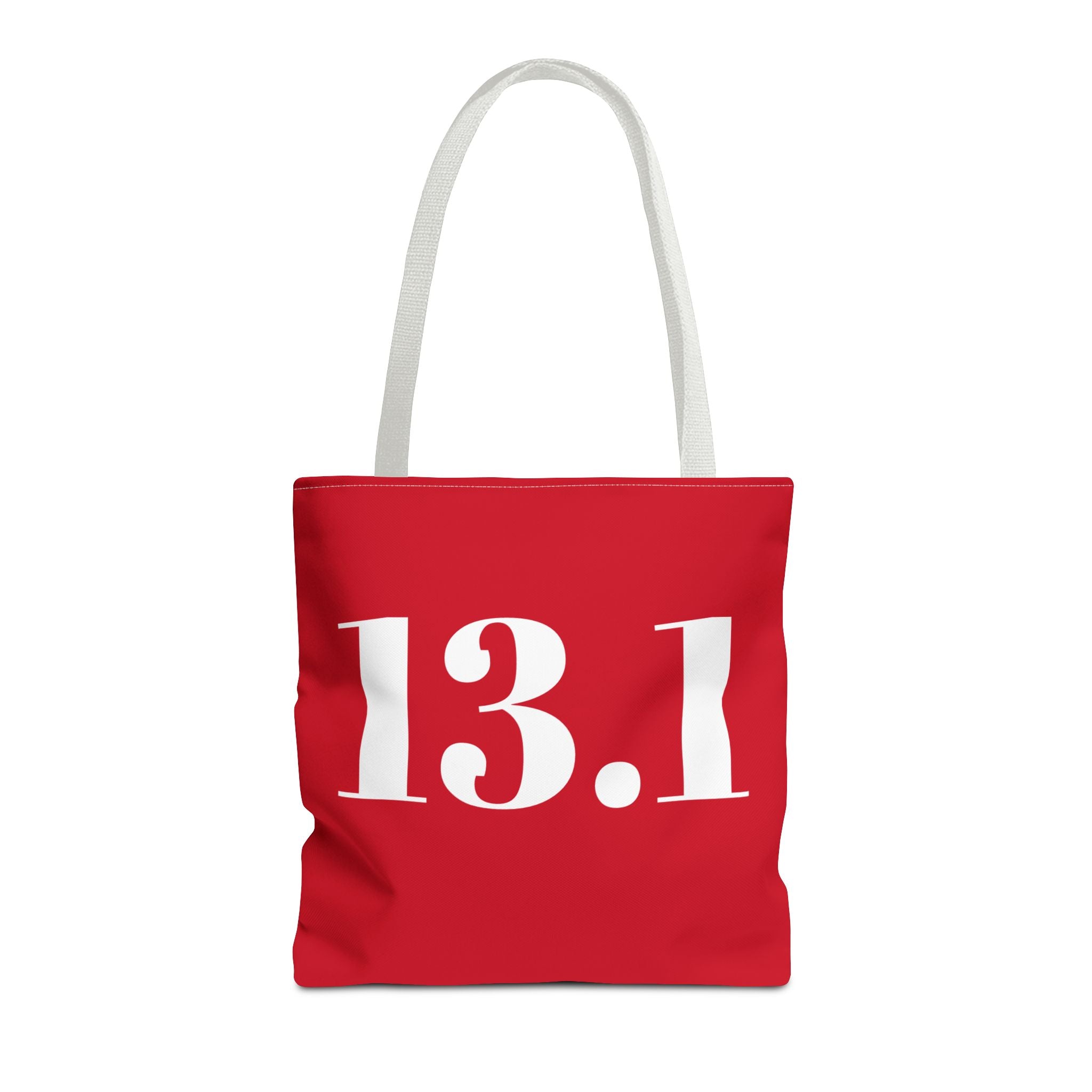 13.1 Half Marathon Runner Tote Bag — Red Race Day Canvas Shopping Bag