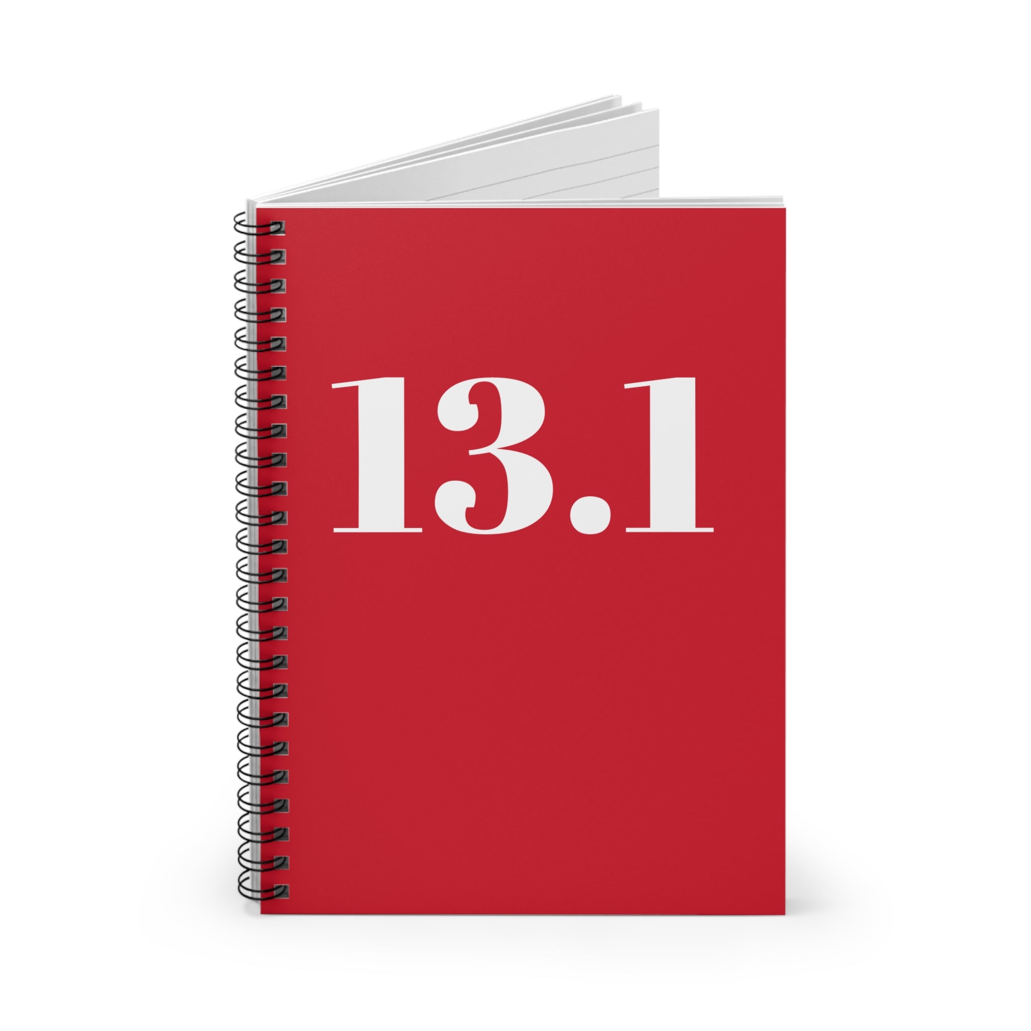 13.1 Half Marathon Notebook — Red Spiral Ruled Journal for Runners
