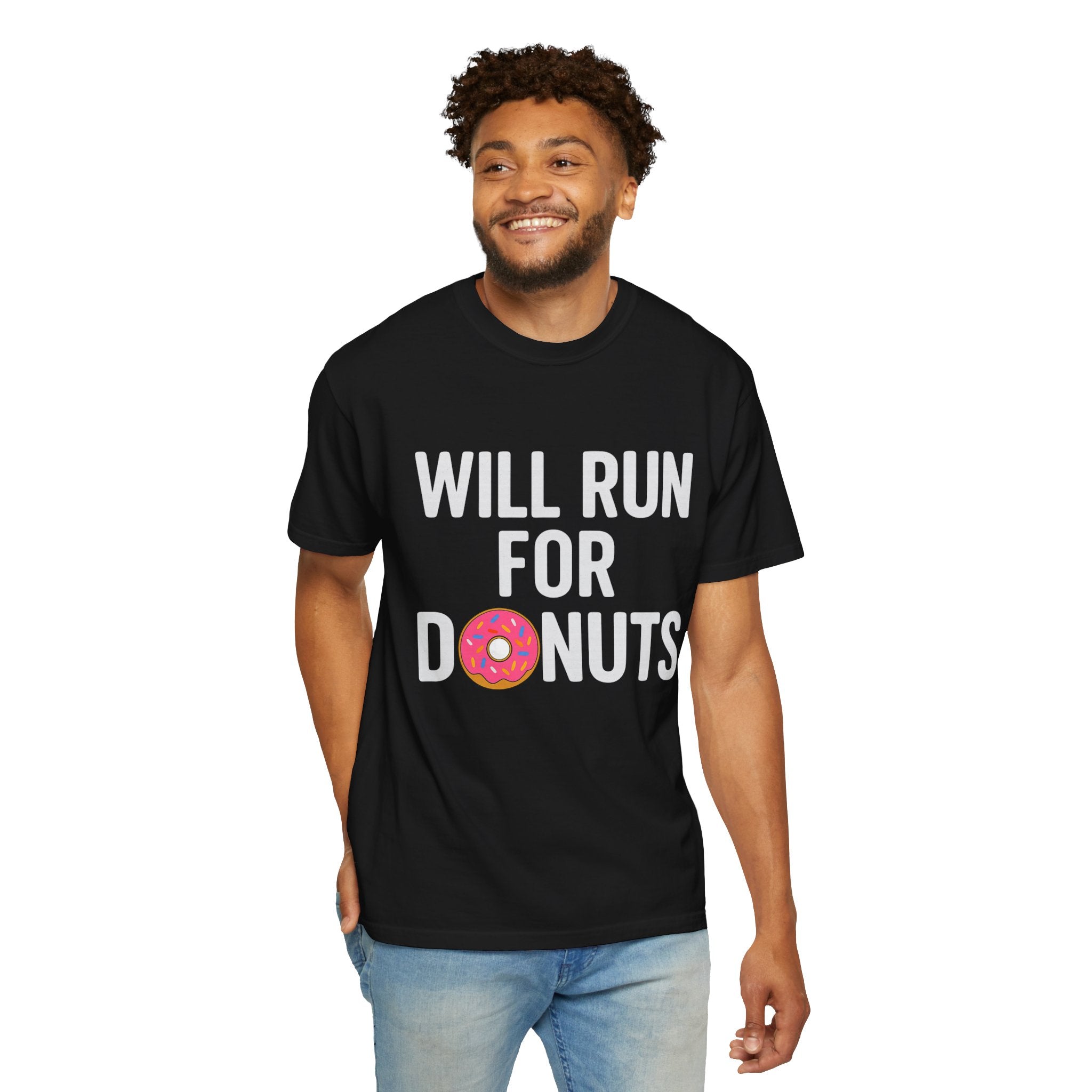Will Run for Donuts T-Shirt – Funny Running & Foodie Tee