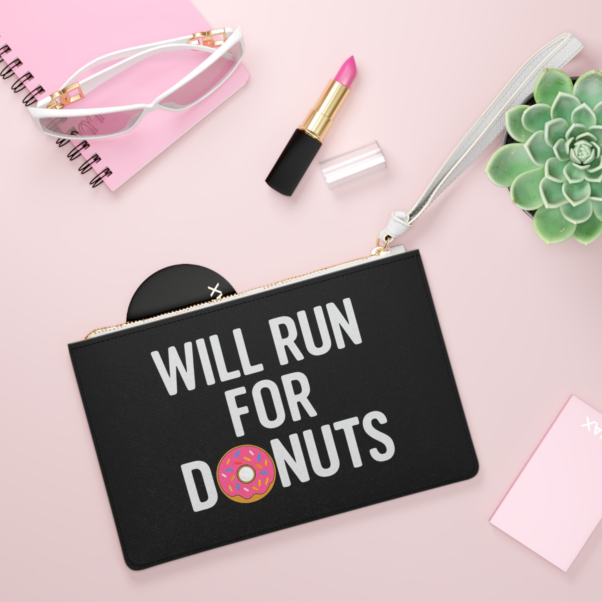 Donut Runner Clutch Bag – "Will Run For Donuts" Wristlet