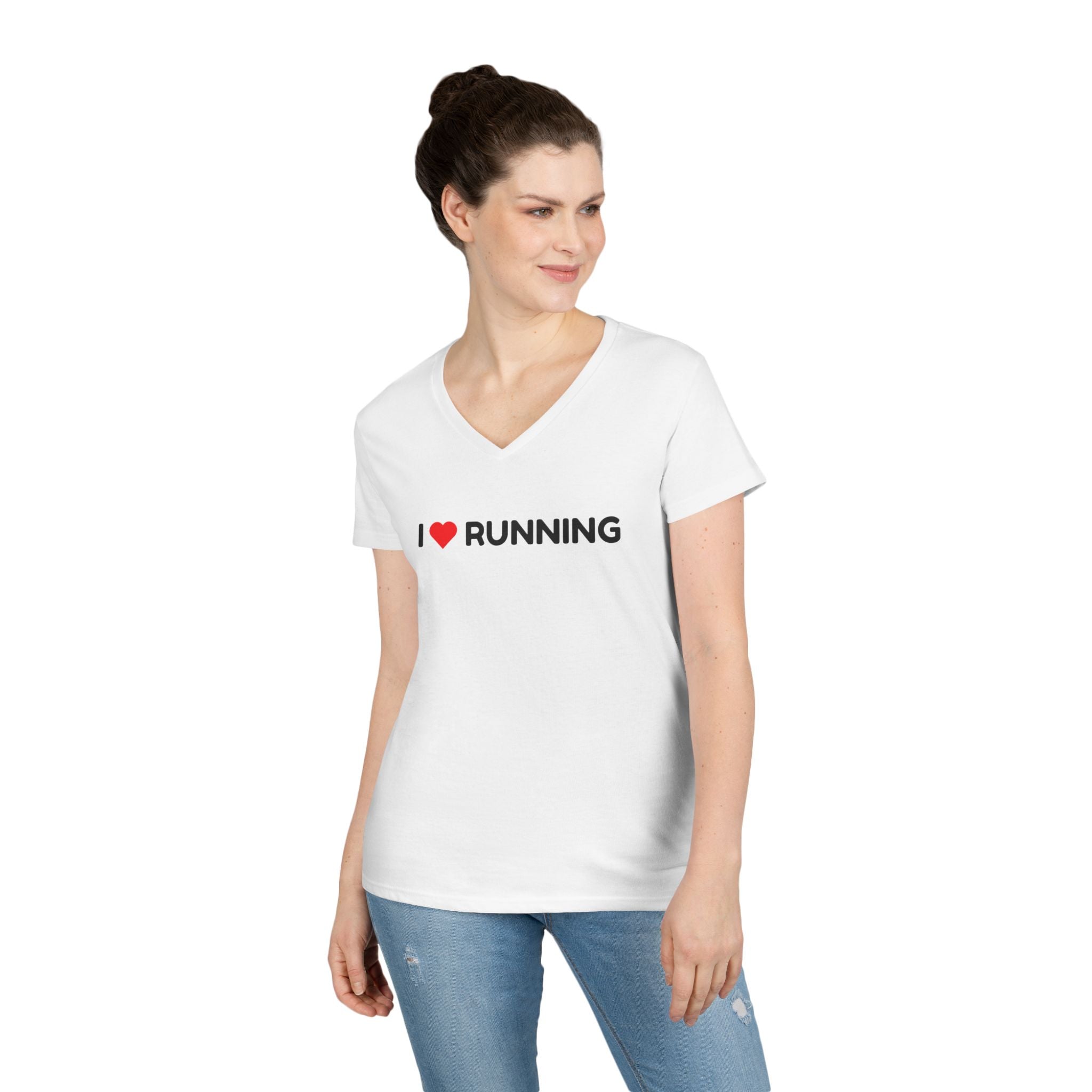 I Heart Running Ladies' V-Neck T-Shirt — Women's Running Tee