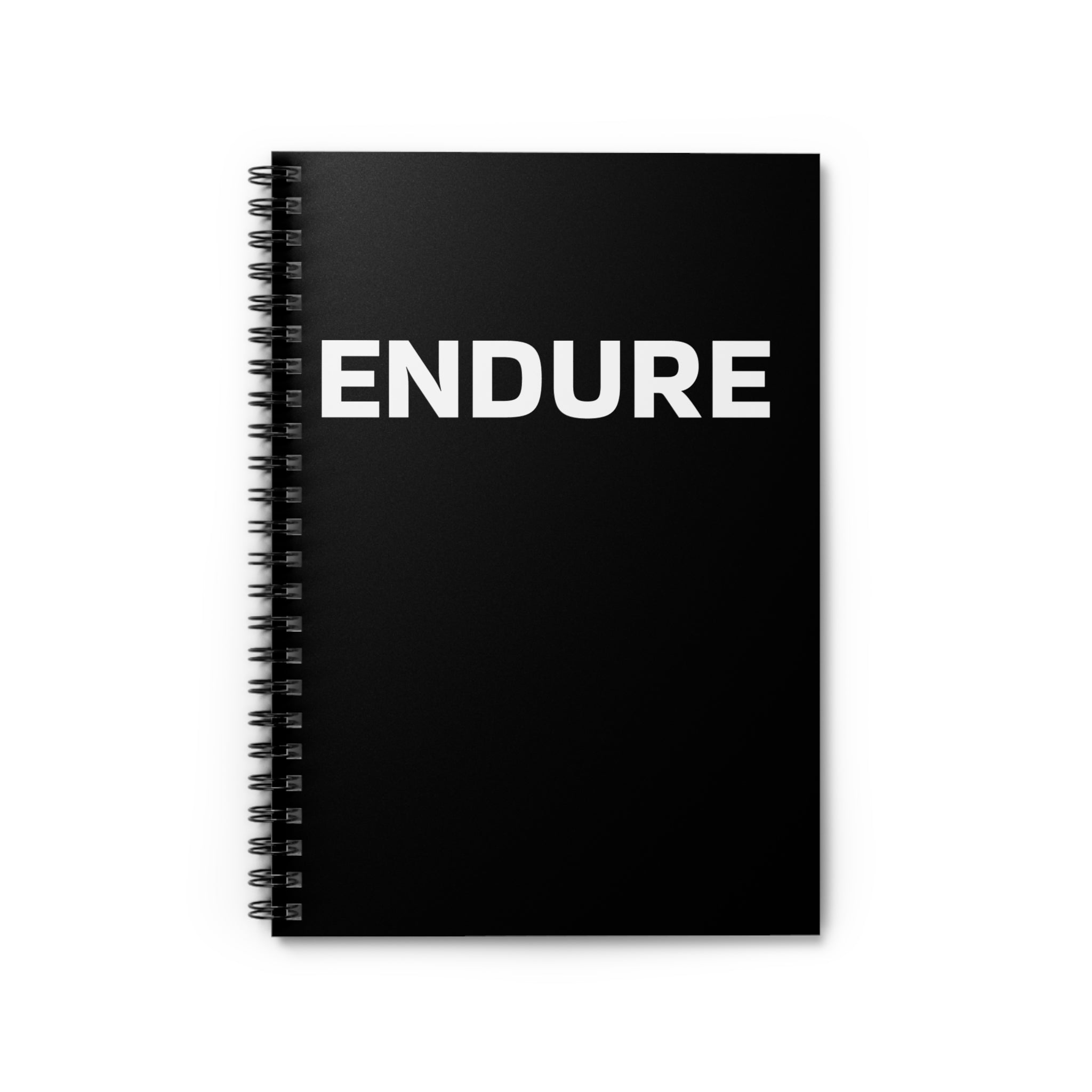 Endure Spiral Notebook — Motivational Black Ruled Journal