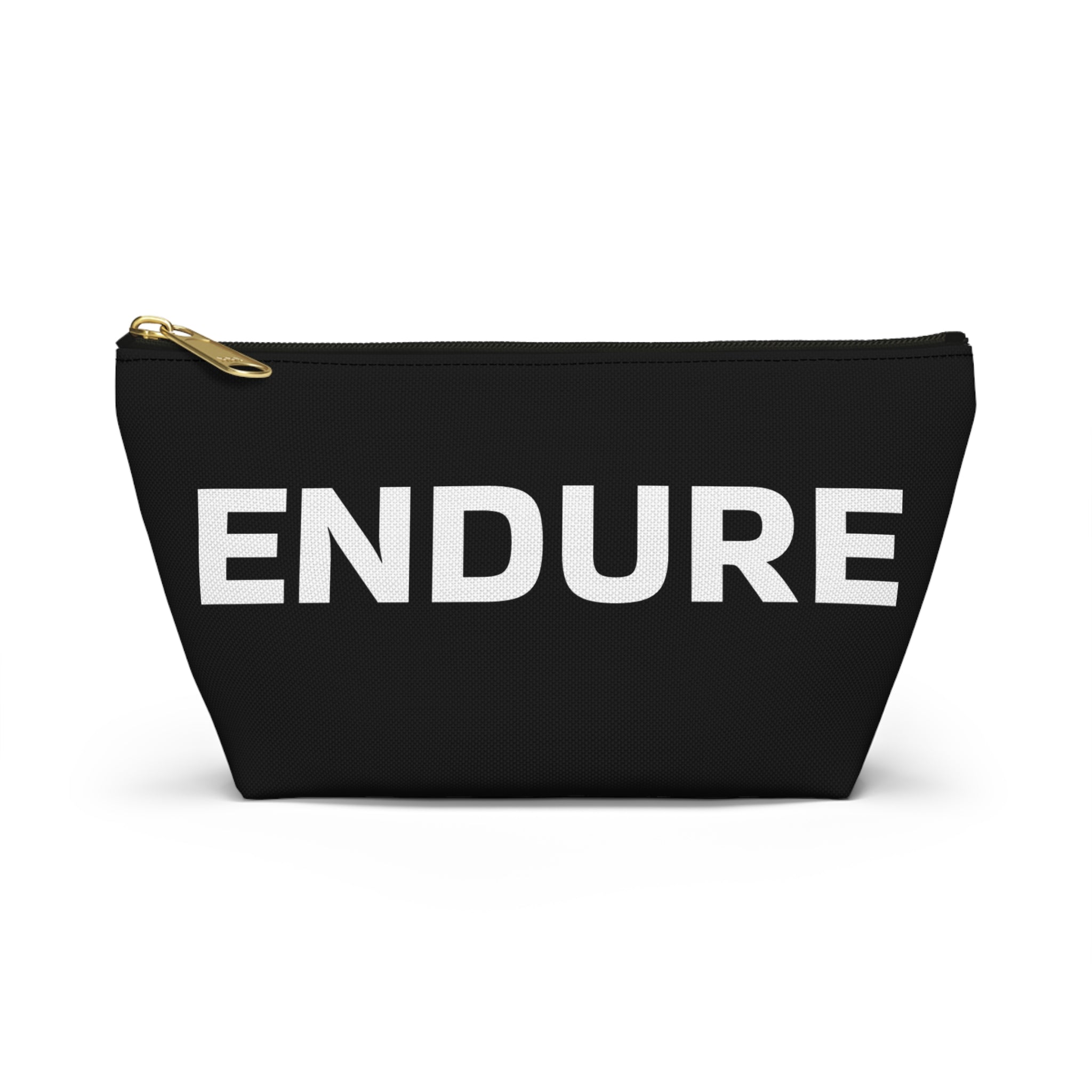Endure Accessory Pouch — Black T-Bottom Zip Pouch with 'ENDURE' Text