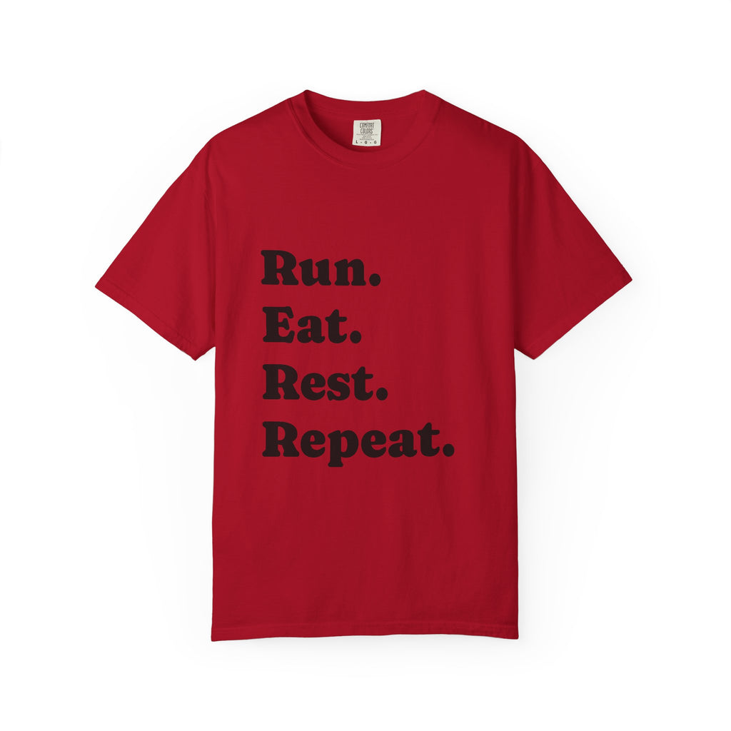 Run. Eat. Rest. Repeat. T-shirt | Minimal Typography Fitness Tee - Best Run Yet Apparel and Gifts