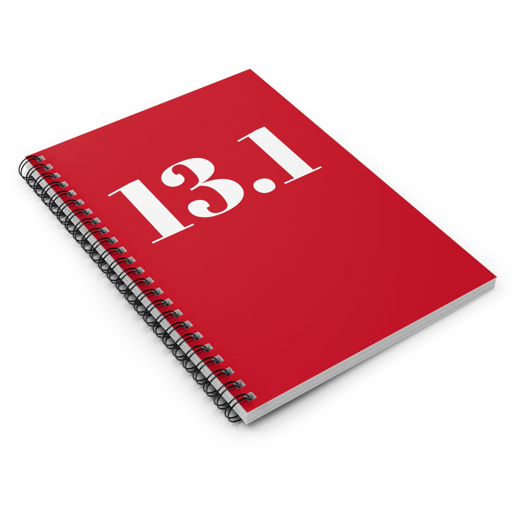 13.1 Half Marathon Notebook — Red Spiral Ruled Journal for Runners - Best Run Yet Apparel and Gifts