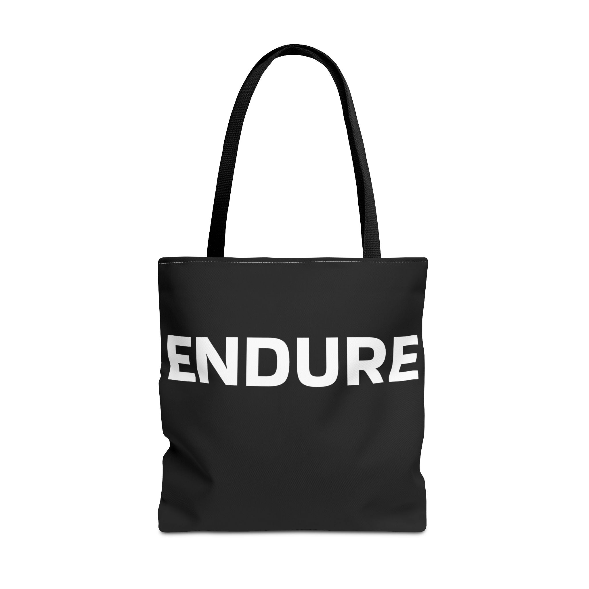 Endure Black Motivational Tote Bag — Durable Everyday Canvas Carryall
