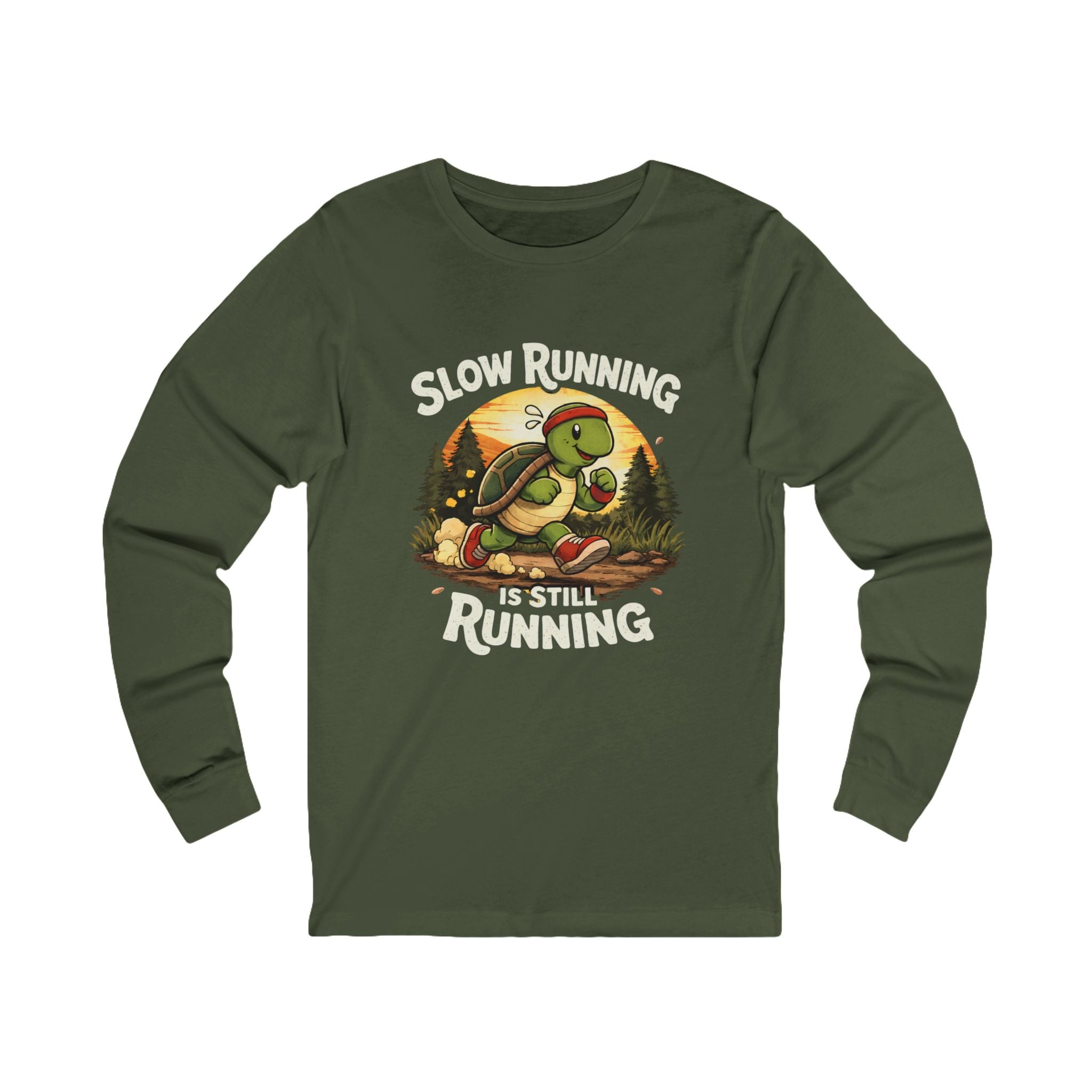 Slow Running Turtle Long Sleeve Tee — "Slow Running Is Still Running" Casual Running Shirt