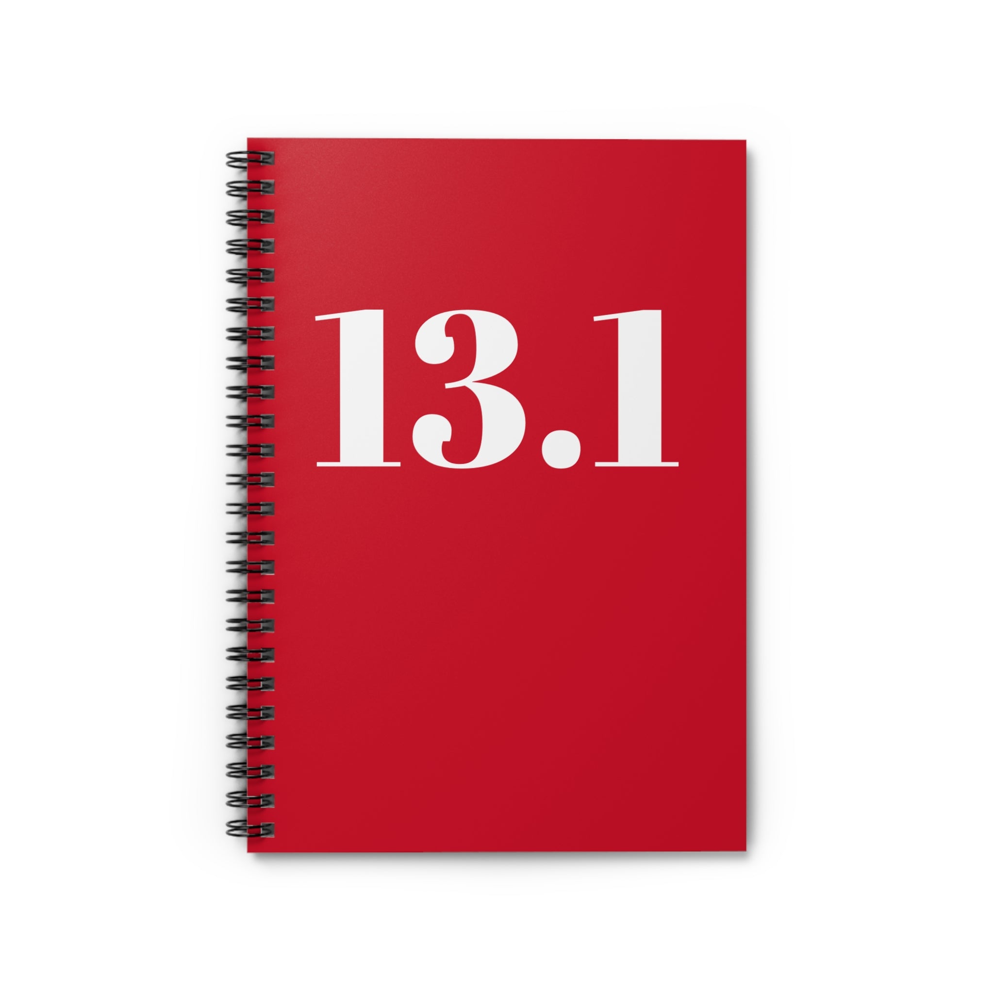 13.1 Half Marathon Notebook — Red Spiral Ruled Journal for Runners