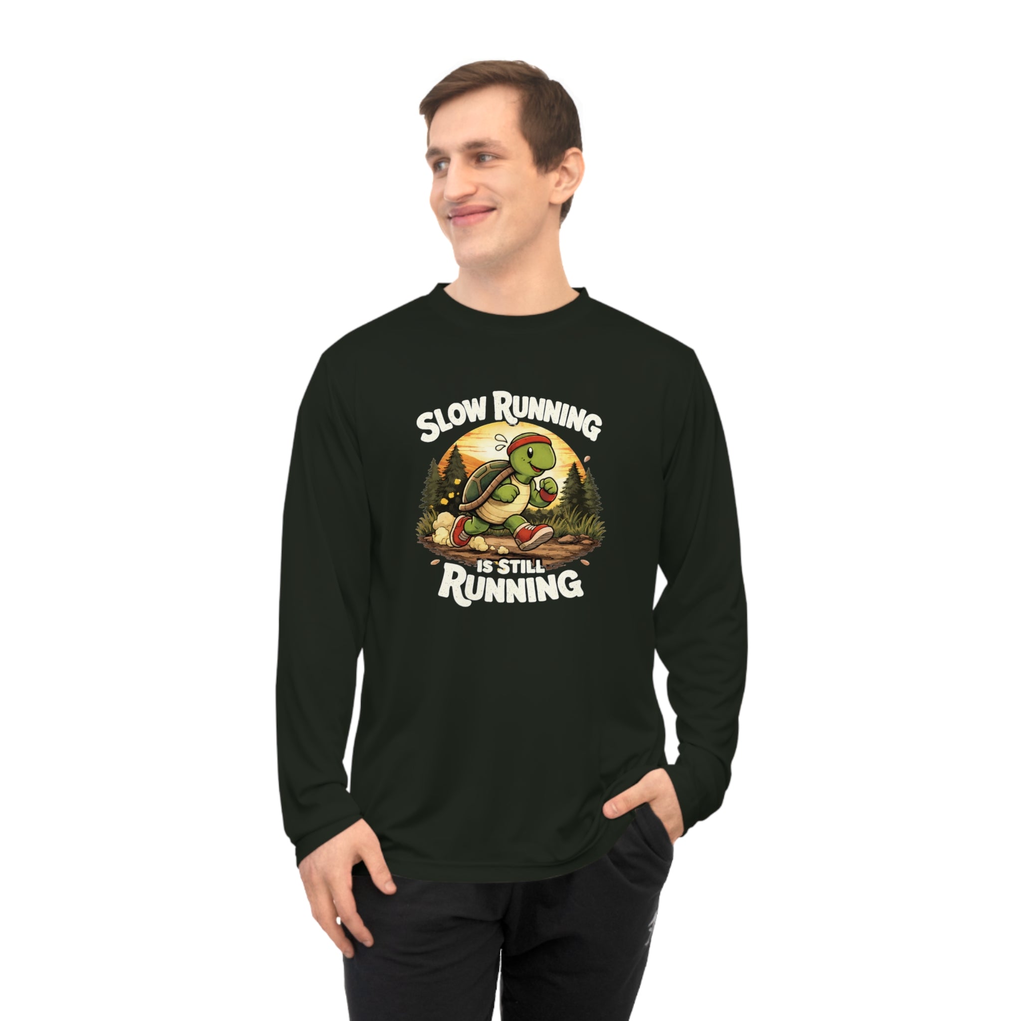 Slow Running Turtle Long Sleeve Shirt - “Slow Running Still Running” Athletic Tee