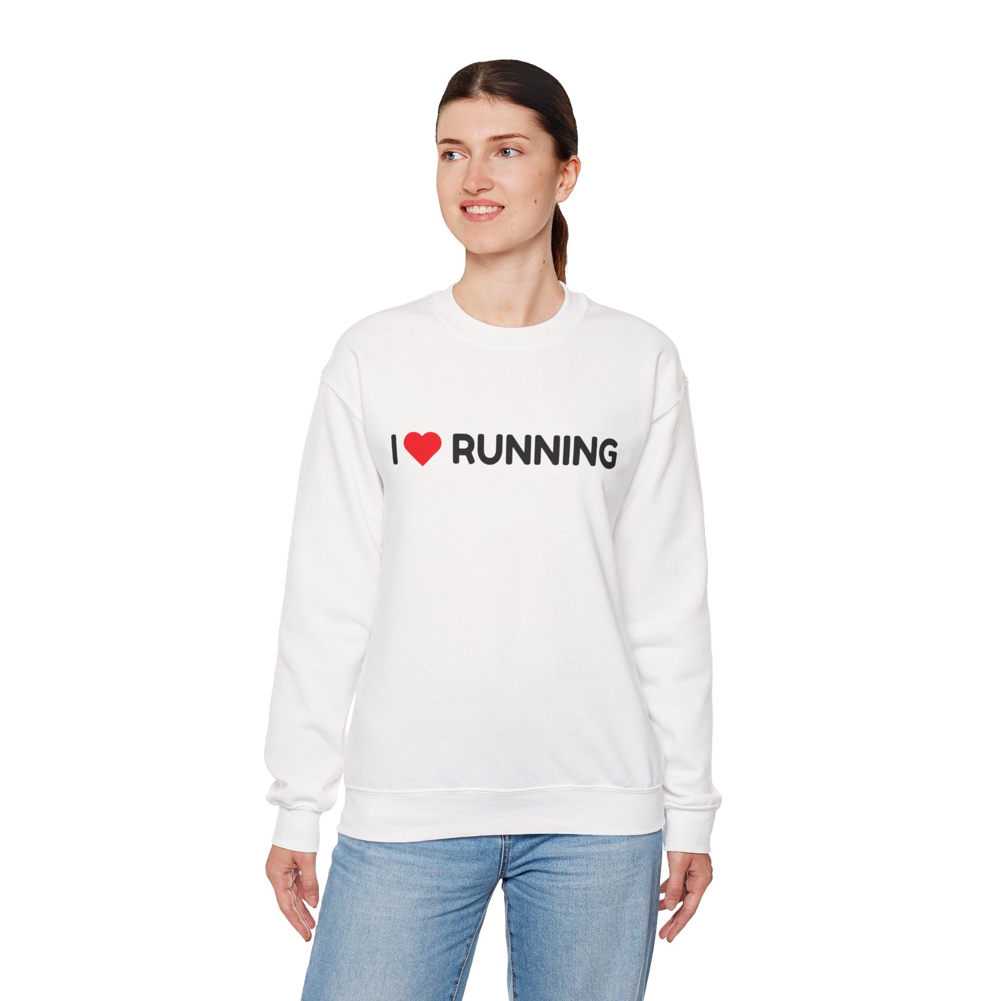 I Heart Running Crewneck Sweatshirt - Runner Gift, Athletic Casual Pullover