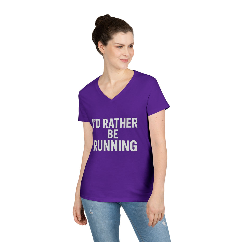 I’d Rather Be Running V - Neck Tee — Women's Running Shirt - Best Run Yet Apparel and Gifts