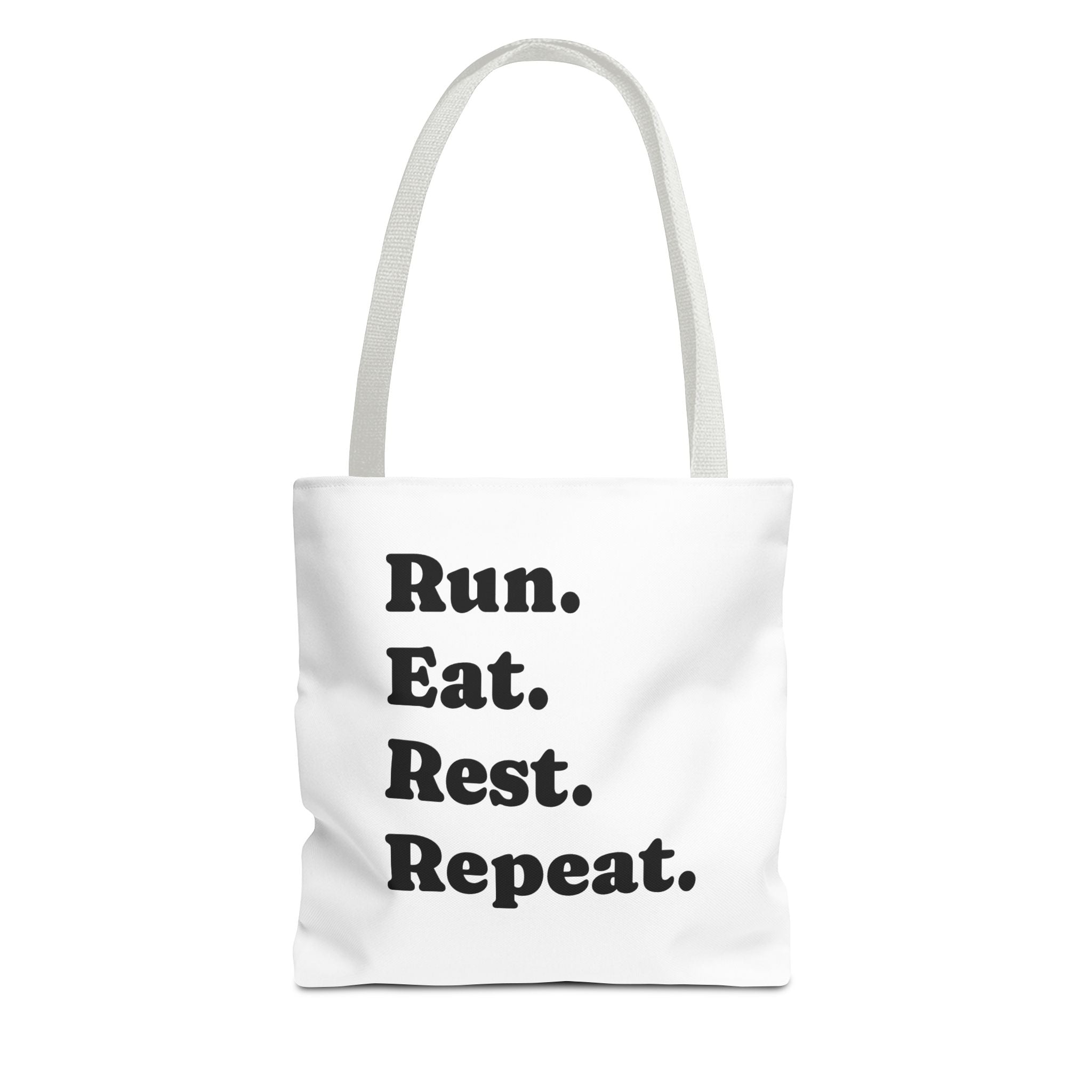 Run. Eat. Rest. Repeat. Tote Bag — Funny Runner Gym Grocery Tote