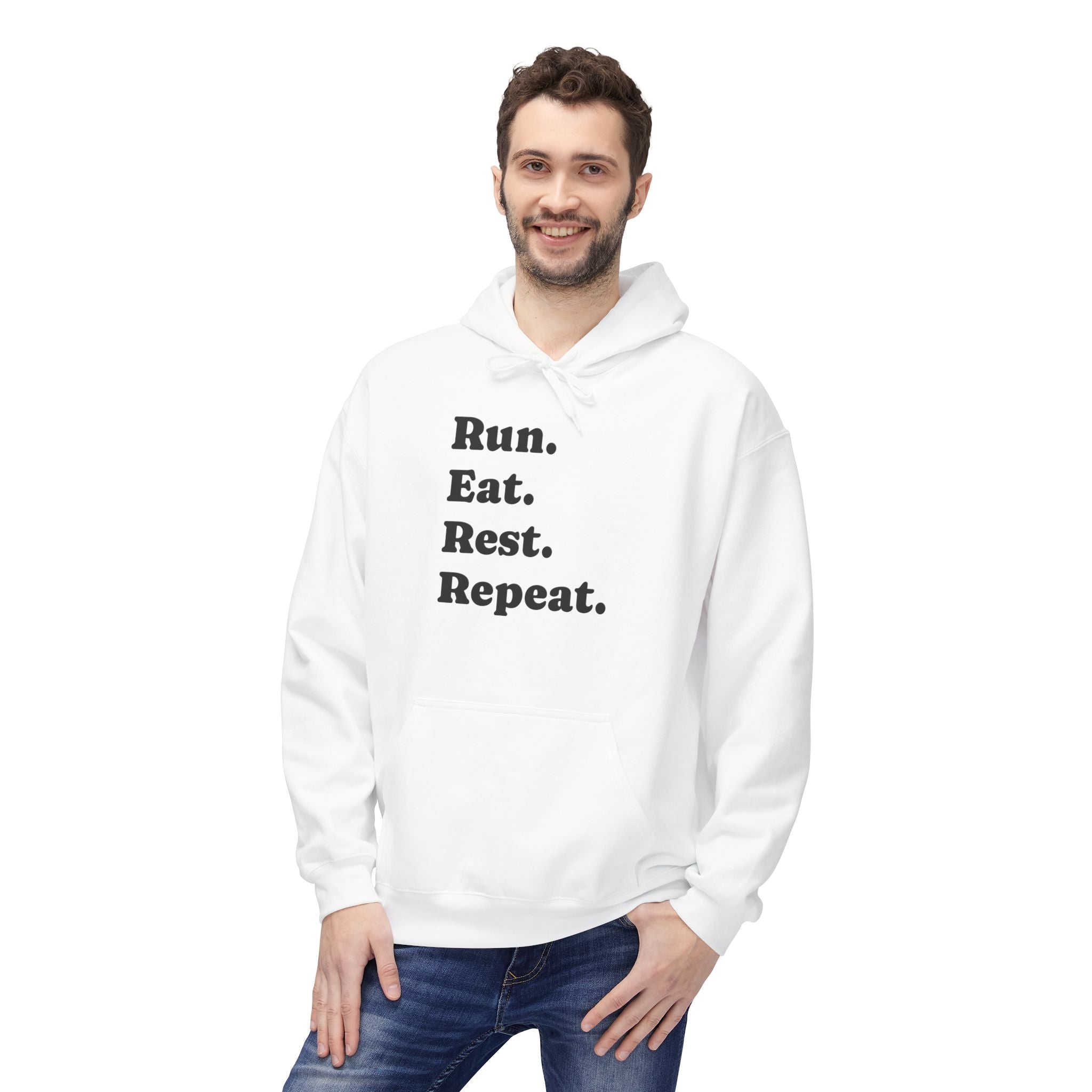 Run. Eat. Rest. Repeat. Hoodie — Minimalist Runner Sweatshirt - Best Run Yet Apparel and Gifts