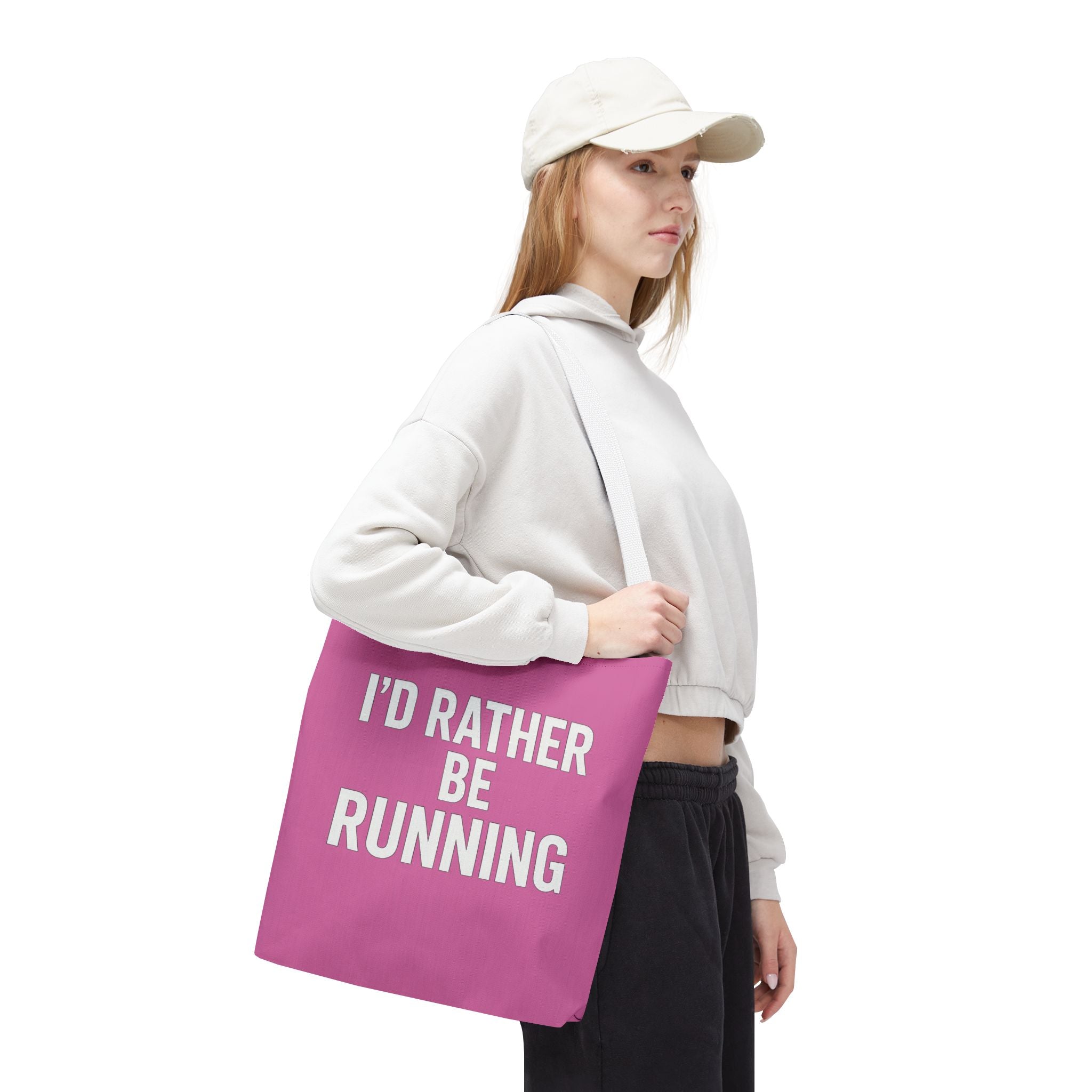 I'd Rather Be Running Pink Tote Bag – Running Enthusiast Gym & Everyday Tote - Best Run Yet Apparel and Gifts