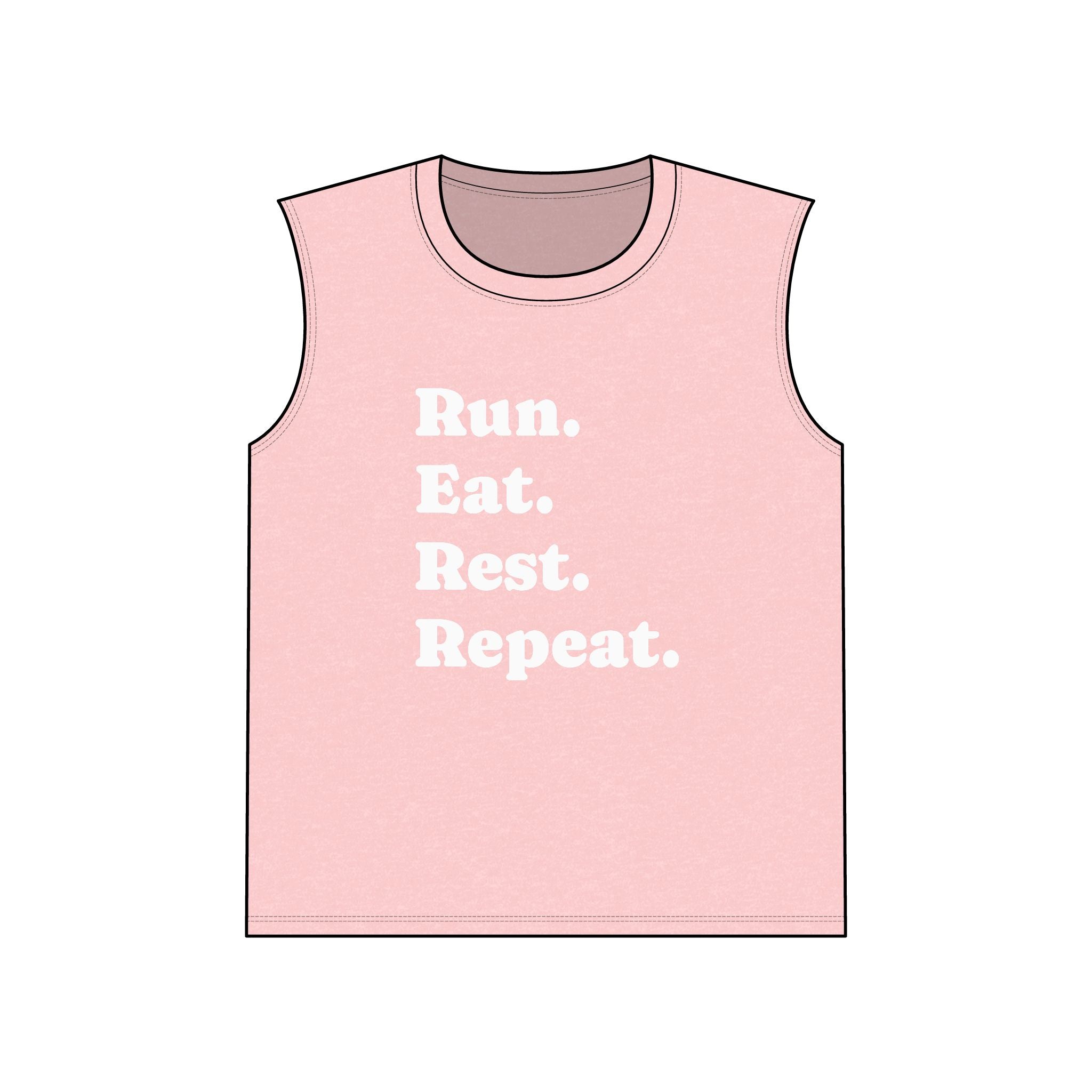 Run. Eat. Rest. Repeat. Muscle Tank — Running Workout Tank Top