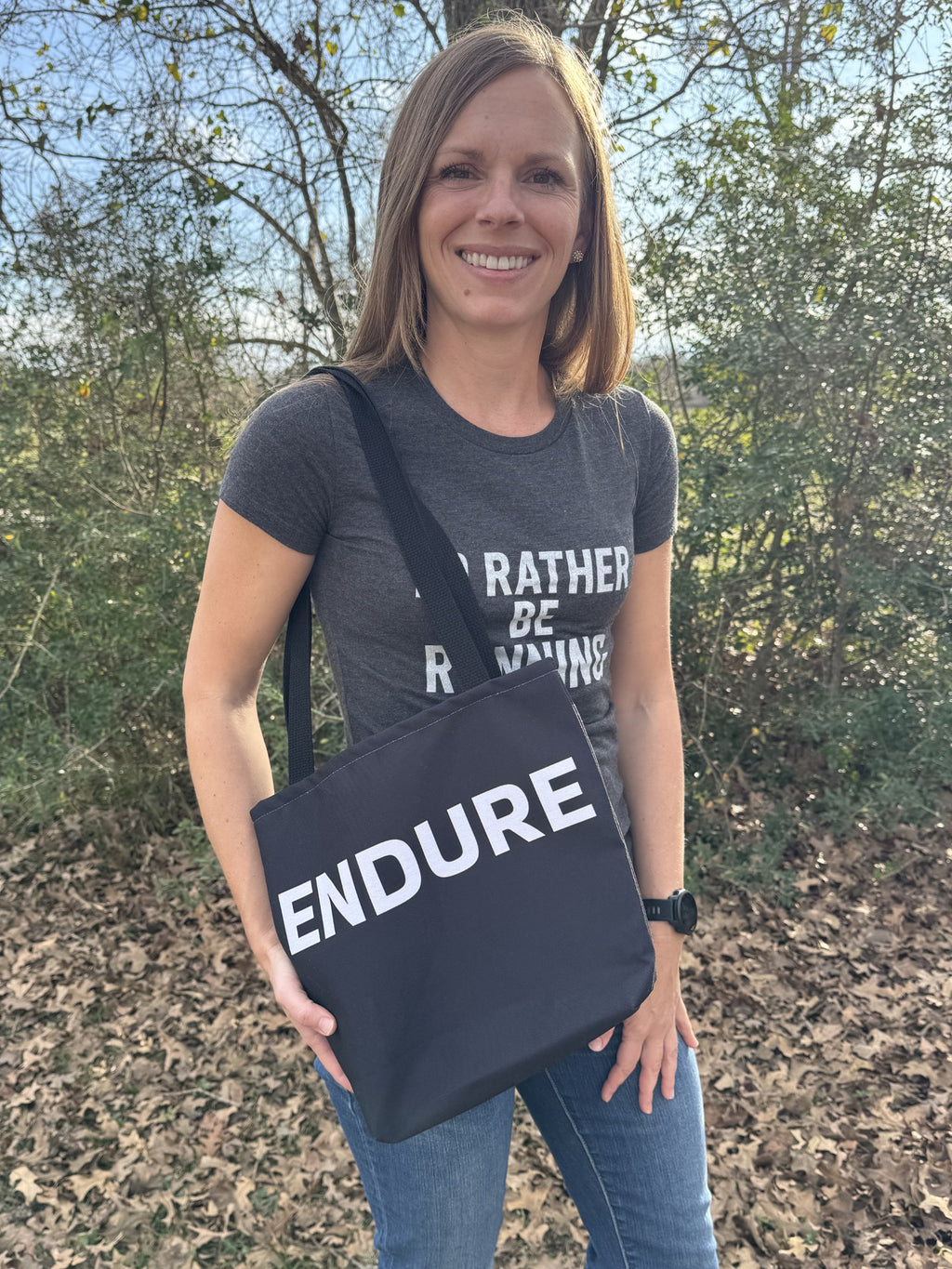 Endure Black Motivational Tote Bag — Durable Everyday Canvas Carryall