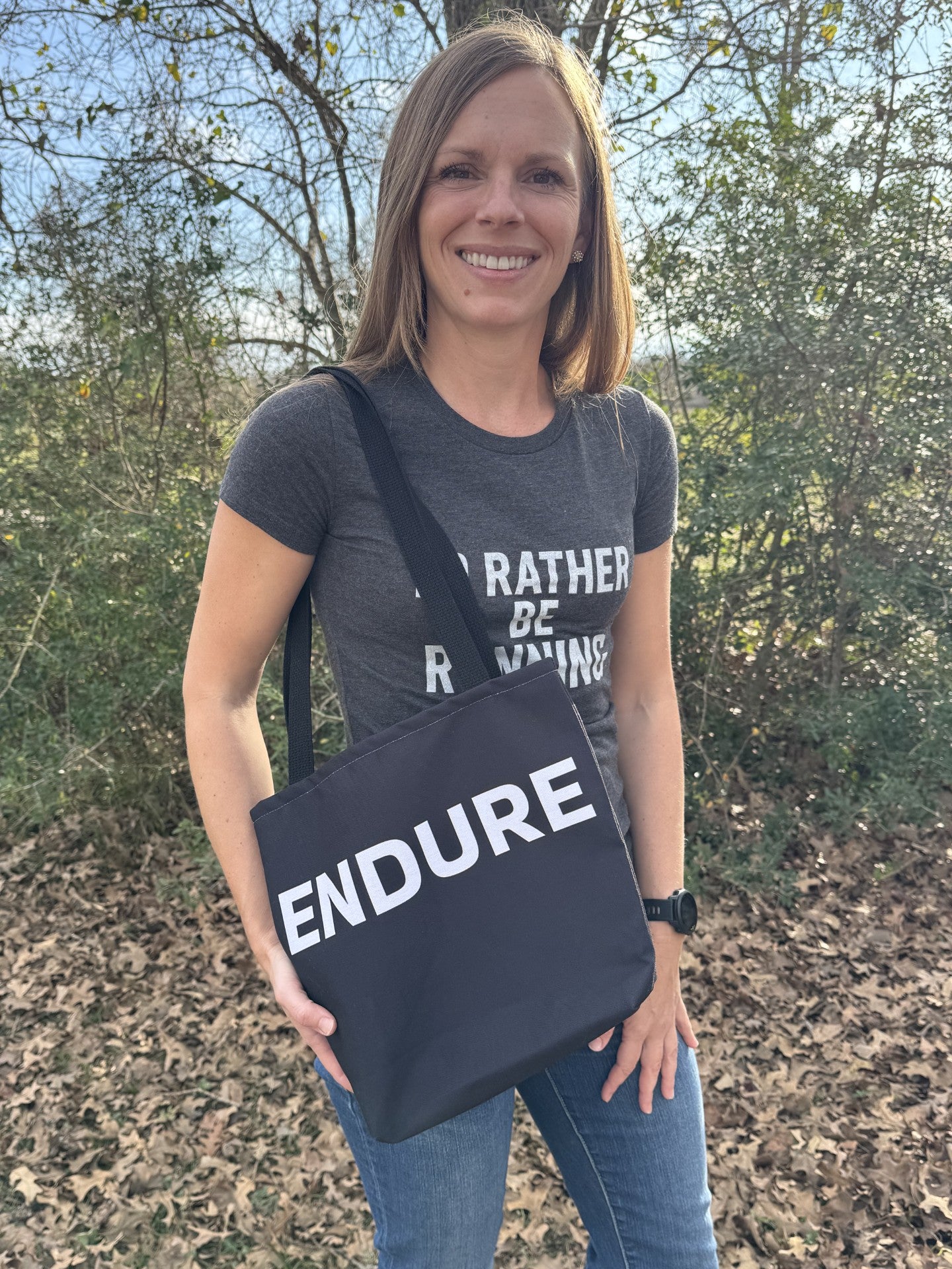 Endure Black Motivational Tote Bag — Durable Everyday Canvas Carryall