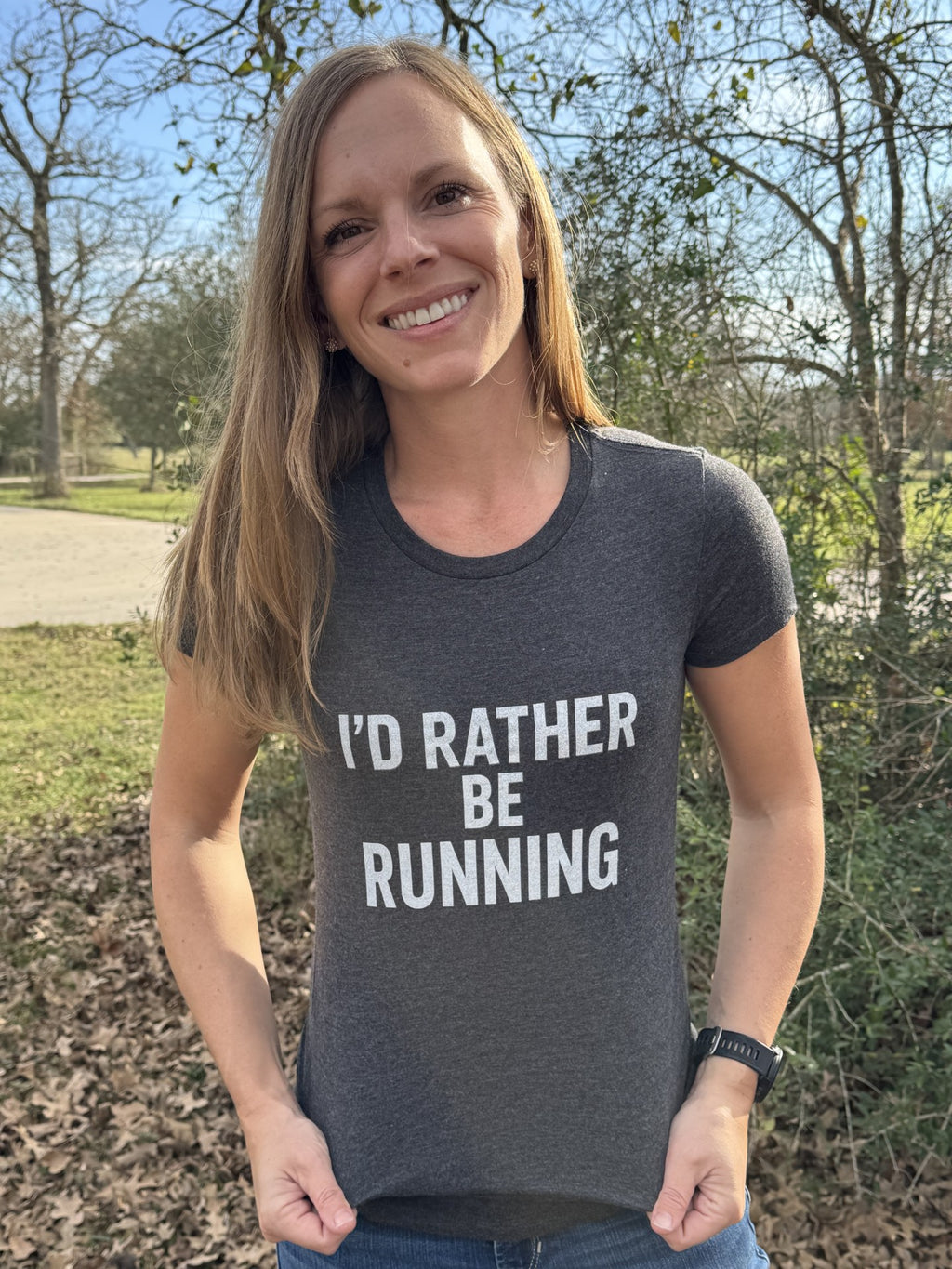 I'd Rather Be Running Women's Tee — Funny Running Shirt for Female Runners