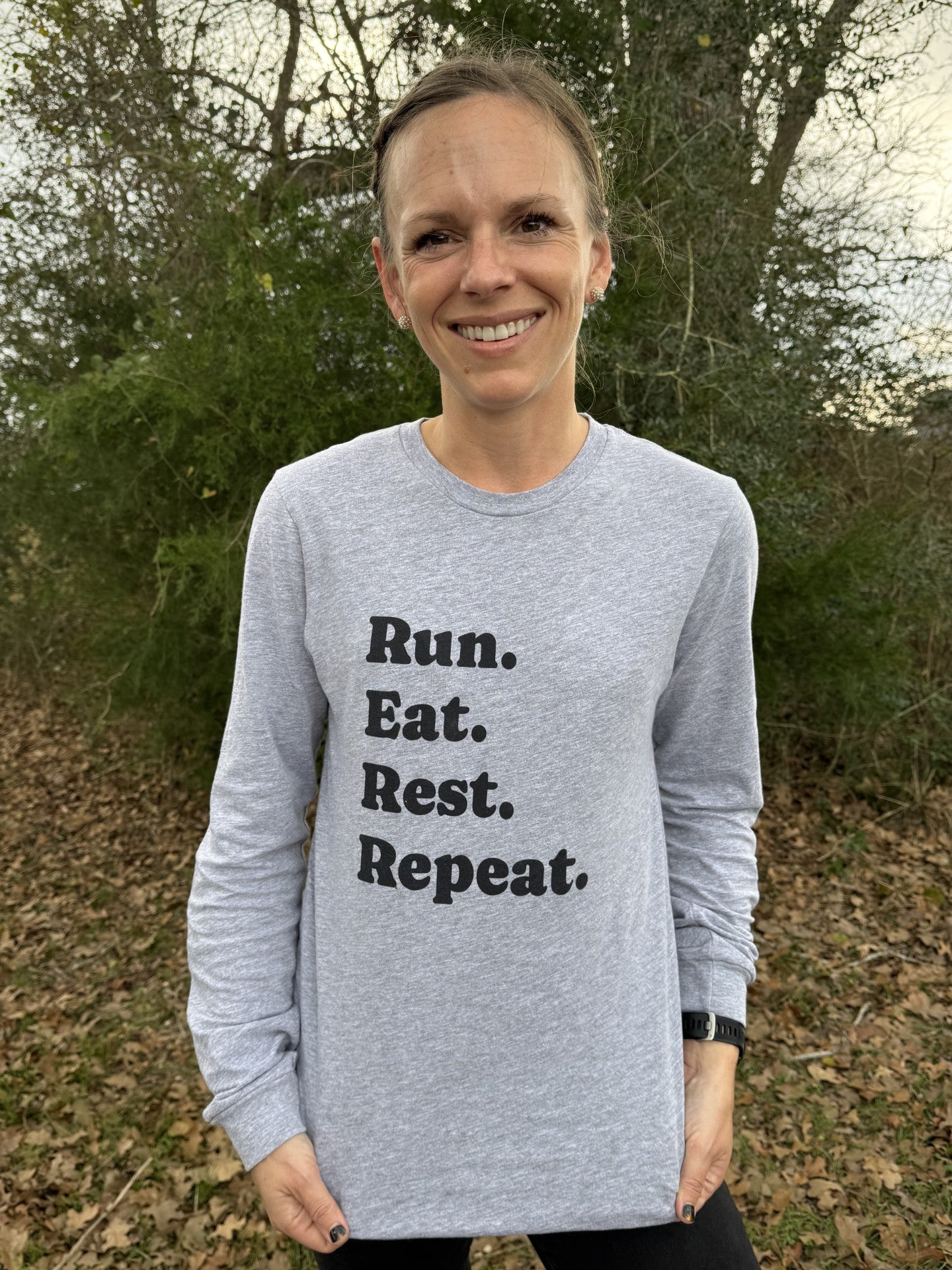 Run. Eat. Rest. Repeat. Long Sleeve Tee