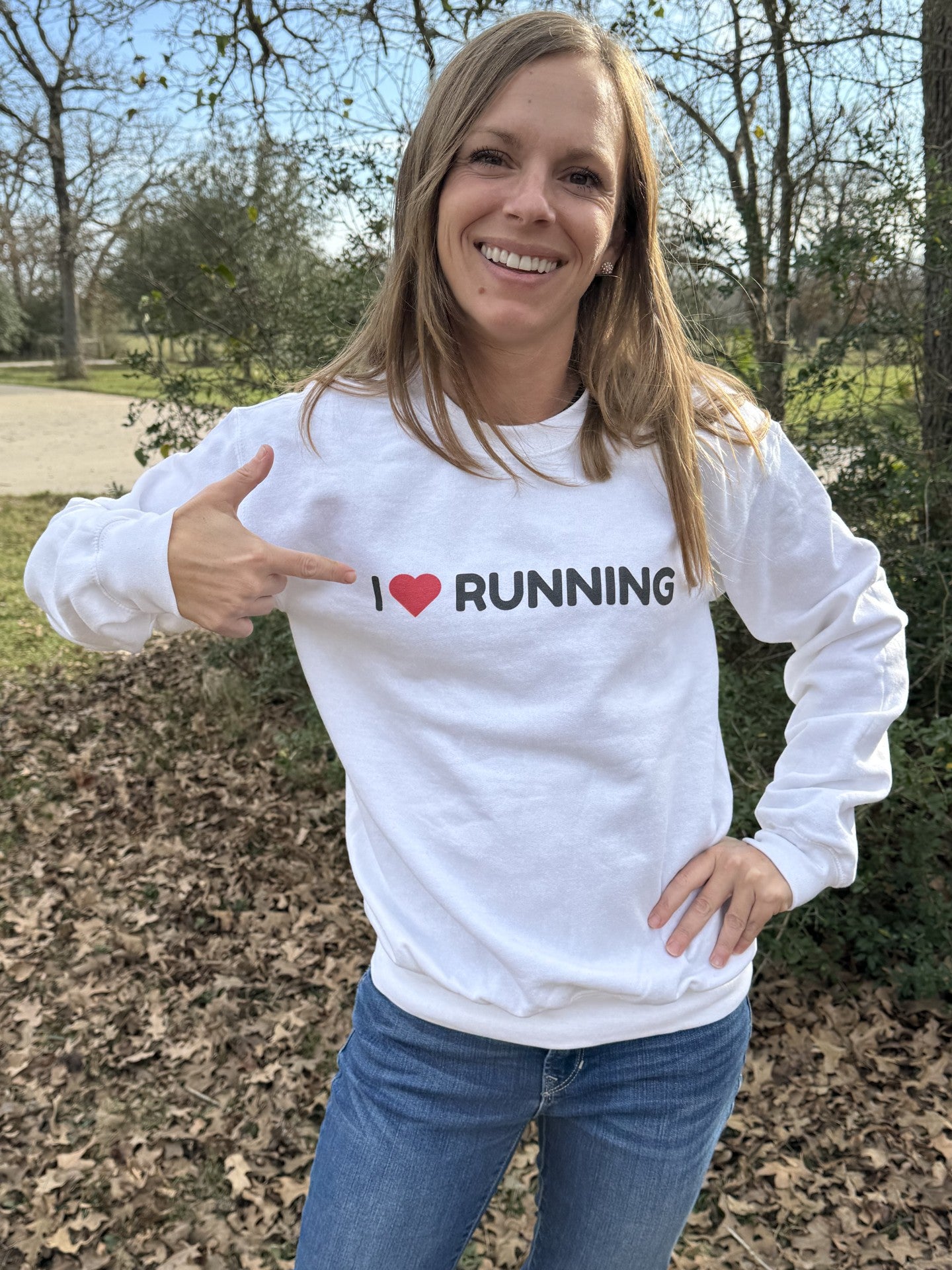 I Heart Running Crewneck Sweatshirt - Runner Gift, Athletic Casual Pullover